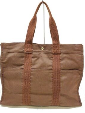 Authentic nwot Hermes Ale Line MM XL Tote Bag  Brown Canvas 18”x13.5” nwot